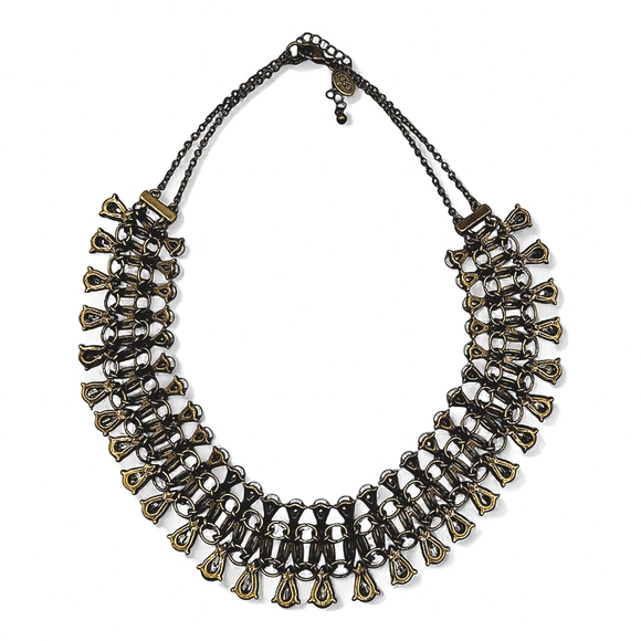 LOGO by Lori Goldstein Peacock Plumes Gold Tone Statement Necklace - Picture 5 of 7